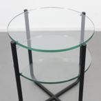 4 Gispen koffie tafel 423 Zwart  H 60 x Rond 50 cm, Minder dan 55 cm, Nieuw, Ophalen of Verzenden, Glas