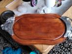50 cm houte plank met zilver kleurige koe hand vat, Ophalen of Verzenden, Zo goed als nieuw, Hout