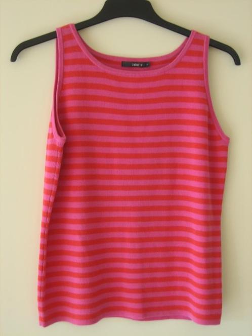 Gestreepte katoenen gebreide top JAKE S, 36-38 snazzeys, Kleding | Dames, Tops, Zo goed als nieuw, Maat 38/40 (M), Roze, Zonder mouw