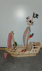 Piratenschip met poppetjes, kanon,ladders en vlaggen en meer, Ophalen, Zo goed als nieuw, Overige typen