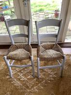 leuke set brocante stoelen biezen zitting, Huis en Inrichting, Stoelen, Ophalen, Twee, Zo goed als nieuw, Grijs