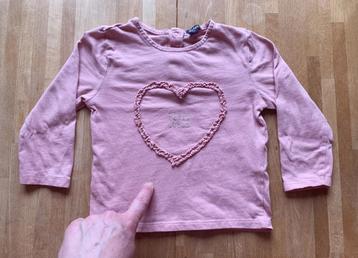 Kiabi t-shirt longsleeve roze hart lange mouwen maat 86 beschikbaar voor biedingen