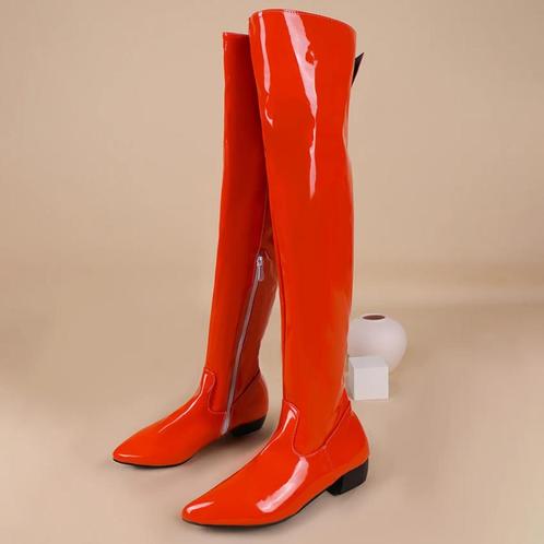 Overknee oranje lak laarzen dames vrouwen, Kleding | Dames, Schoenen, Nieuw, Hoge laarzen, Oranje, Verzenden