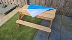 AXI Nick Zand & Water Picknicktafel Bruin-Parasol Blauw/wit, Ophalen, Zo goed als nieuw