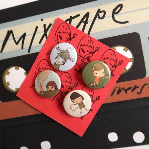 Yoshitomo Nara kunst pins buttons badges speldjes set, Verzamelen, Speldjes, Pins en Buttons, Nieuw, Button, Overige onderwerpen