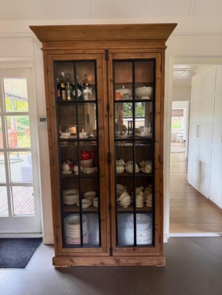 Landelijke eikenhouten Servieskast met roedes, Huis en Inrichting, Kasten | Buffetkasten, Gebruikt, 200 cm of meer, 100 tot 150 cm