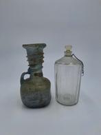Twee Antieke Glazen Flesjes, Antiek en Kunst, Antiek | Glas en Kristal, Ophalen of Verzenden