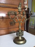 antieke Amsterdamse kandelaar met leeuw brons, Antiek en Kunst, Antiek | Kandelaars, Ophalen of Verzenden, Koper of Brons
