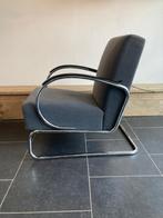 Gispen 407 fauteuil , chroom, grijs eplingé, Gebruikt, Design, 75 tot 100 cm, Metaal