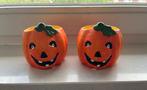 Halloween pompoen bloempotjes, Rond, Zo goed als nieuw, Aardewerk, Tuin