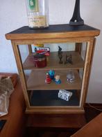 Eikenhouten vitrine kastje, Ophalen, 50 tot 100 cm, Minder dan 100 cm, Met deur(en)