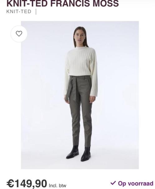 Knit-Ted broek Francis maat XXL, moss groen, zgan, Kleding | Dames, Broeken en Pantalons, Zo goed als nieuw, Maat 46/48 (XL) of groter