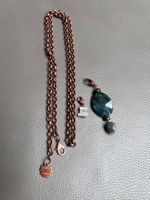 PIMPS AND PEARLS LANGS ROSÉ GOUD CHAIN MET TWEE HANGERS, Sieraden, Tassen en Uiterlijk, Kettingen, Zo goed als nieuw, Overige materialen