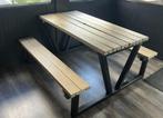 Robuuste picknicktafel, industrieel design, 4 stuks, Tuin en Terras, Picknicktafels, Ophalen, Gebruikt, Rechthoekig, Hout