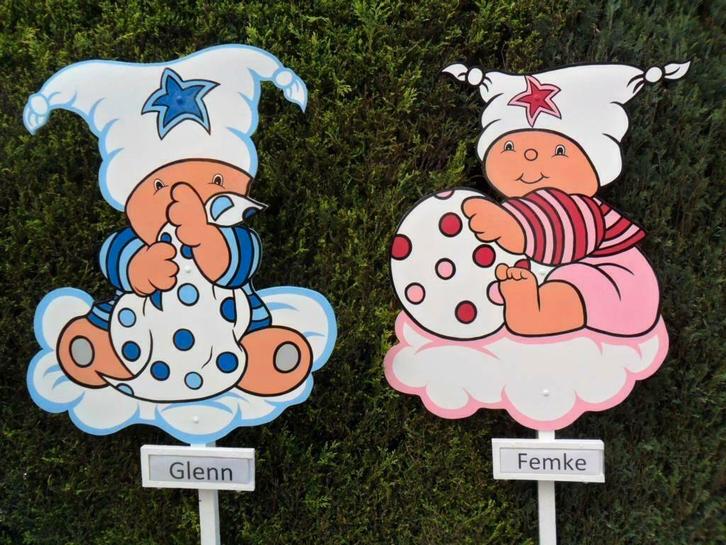 Geboorteborden, geboortebord baby met muts blauwe of roze., Kinderen en Baby's, Kraamcadeaus en Geboorteborden, Nieuw, Geboortebord