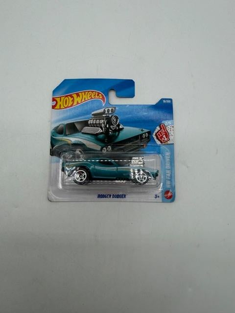 HOT WHEELS RODGER DODGER TURQUOISE 19/250 HW FAN DRIVEN, Ophalen of Verzenden, Nieuw, Motor, Hot Wheels