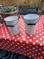 2 oude halfwas emaille emmertjes.  20,00, Ophalen of Verzenden