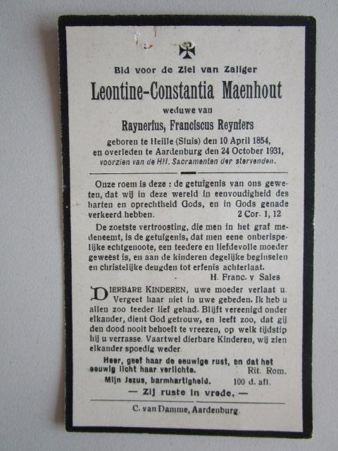 1 Oudere bidprentjes, Verzenden, Bidprentje