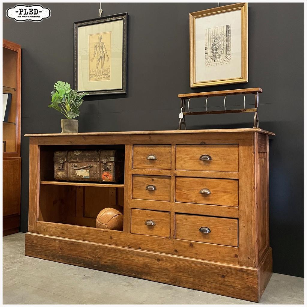 Oude houten toonbank Winkelkast Winkeltafel Dressoir, Antiek en Kunst, Curiosa en Brocante, Ophalen