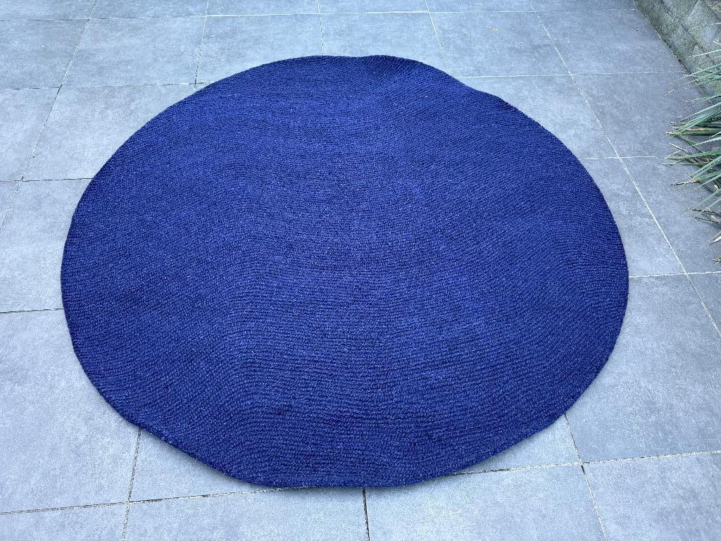 vloerkleed Brink en Campman Ripple 100 % wol 200 cm rond, Blauw, Rond, Ophalen of Verzenden, Info@b2bcarpets.nl