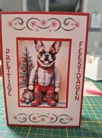 geborduurde kerstkaart hond, Ophalen of Verzenden, Nieuw, Kerst