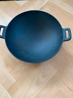 Gietijzeren Wadjang/ Wokpan 34cm +standaardring voor gasstel, Ophalen, Gebruikt