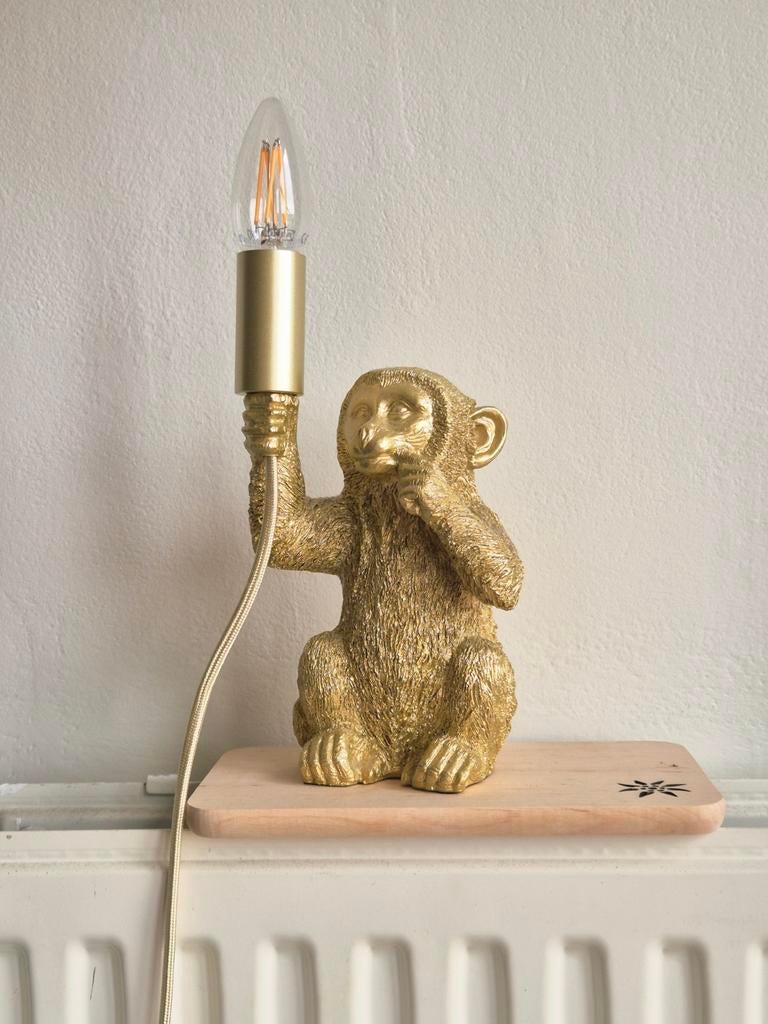Z.g.a.n. Light & Living Tafellamp Aap Goud Modern, Ophalen, Zo goed als nieuw, Kunststof