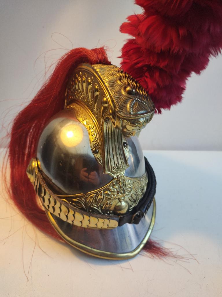 # 27 Franse Dragonder trompetter 1870 troep helm, Verzamelen, Verzenden, Landmacht, Overige gebieden, Helm of Baret