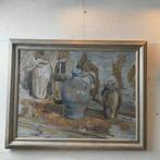 Stilleven kruiken en vazen olieverf op paneel, Ophalen of Verzenden