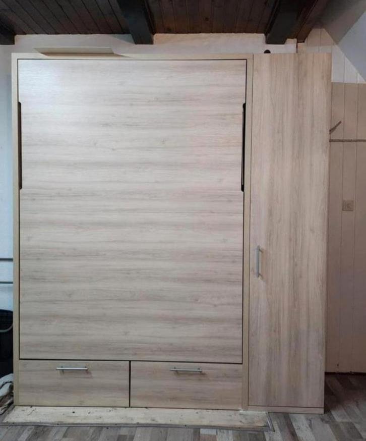 Luxe Easyliving Murphy bedkast 140x200 + zijkast + matras, Huis en Inrichting, Slaapkamer | Bedden, Zo goed als nieuw, Tweepersoons