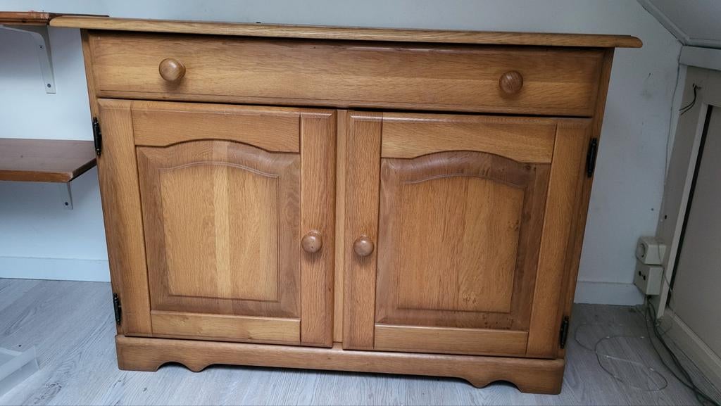 Eiken kastje met lade in goede staat, Huis en Inrichting, Kasten | Ladekasten, Gebruikt, 1 of 2 laden, Eikenhout, Minder dan 100 cm