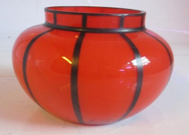art deco rood tango glas vaasje Kolek, Verzenden