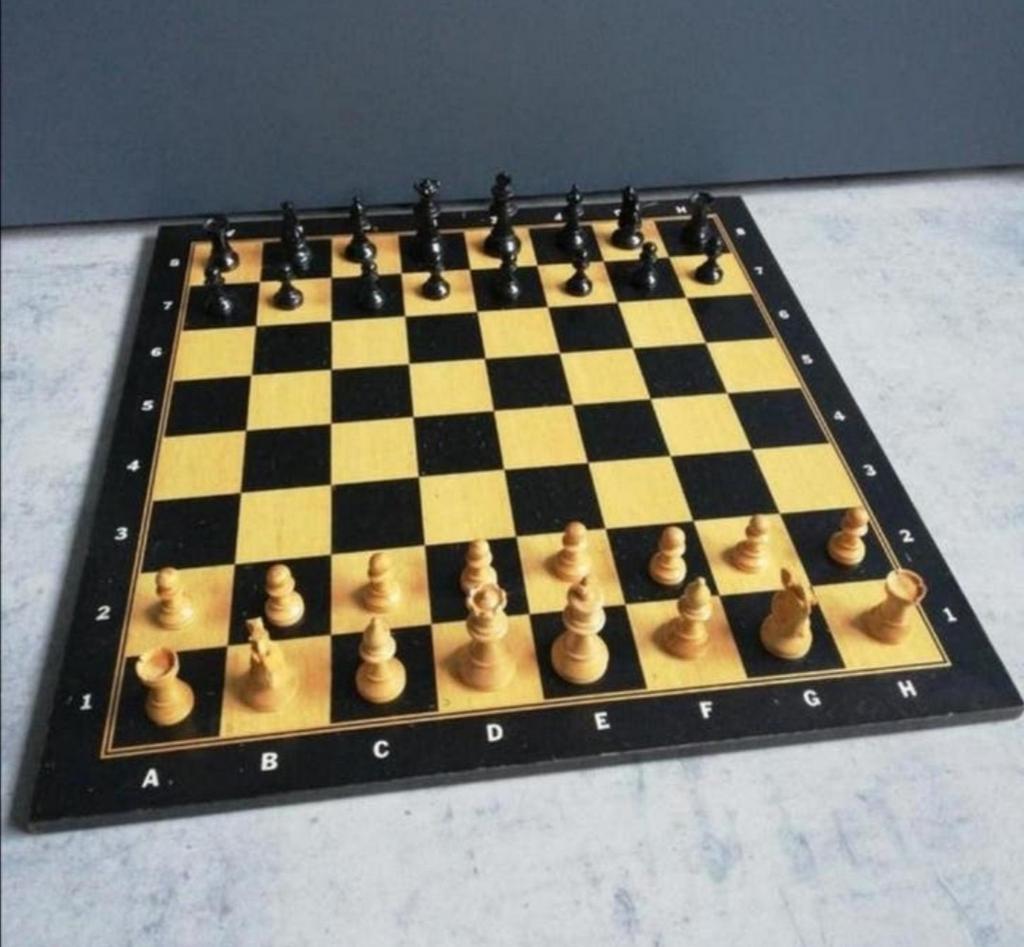 Fraai houten schaakbord met houten stukken, Ophalen of Verzenden, Minder dan 500 stukjes, Zo goed als nieuw, Schaken