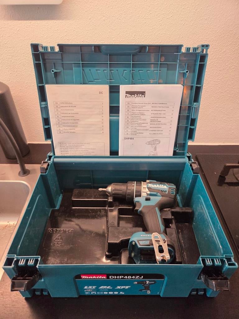 Makita DHP484ZJ Klopboormachine - Zo goed als nieuw, Doe-het-zelf en Verbouw, Gereedschap | Boormachines, Ophalen of Verzenden