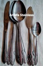 Bestek Amefa Stainless bestek relief barokke krullen, Antiek en Kunst, Ophalen of Verzenden