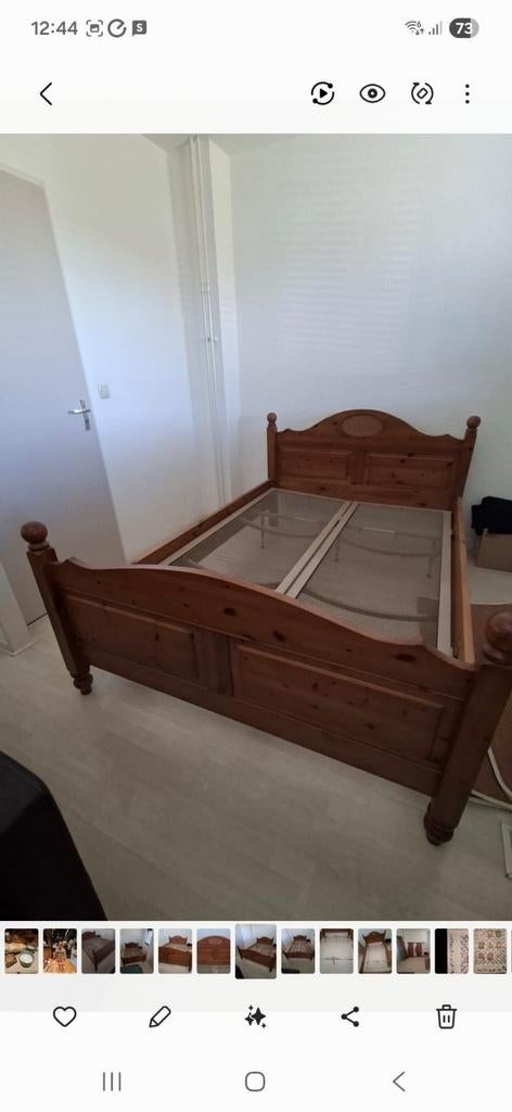 Houten Bed (  140 x 200 )  met 2 Nachtkastjes, Ophalen, Gebruikt, Tweepersoons, 140 cm