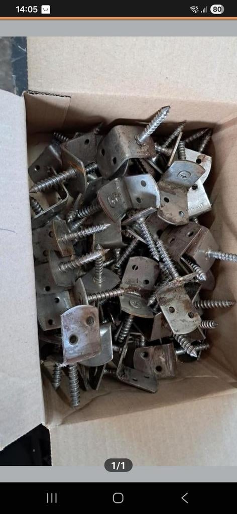 87x RVS Schermsteunen / Schuttingbeugels roestvrij staal, Gebruikt, Overige typen, Ophalen of Verzenden, Minder dan 50 mm