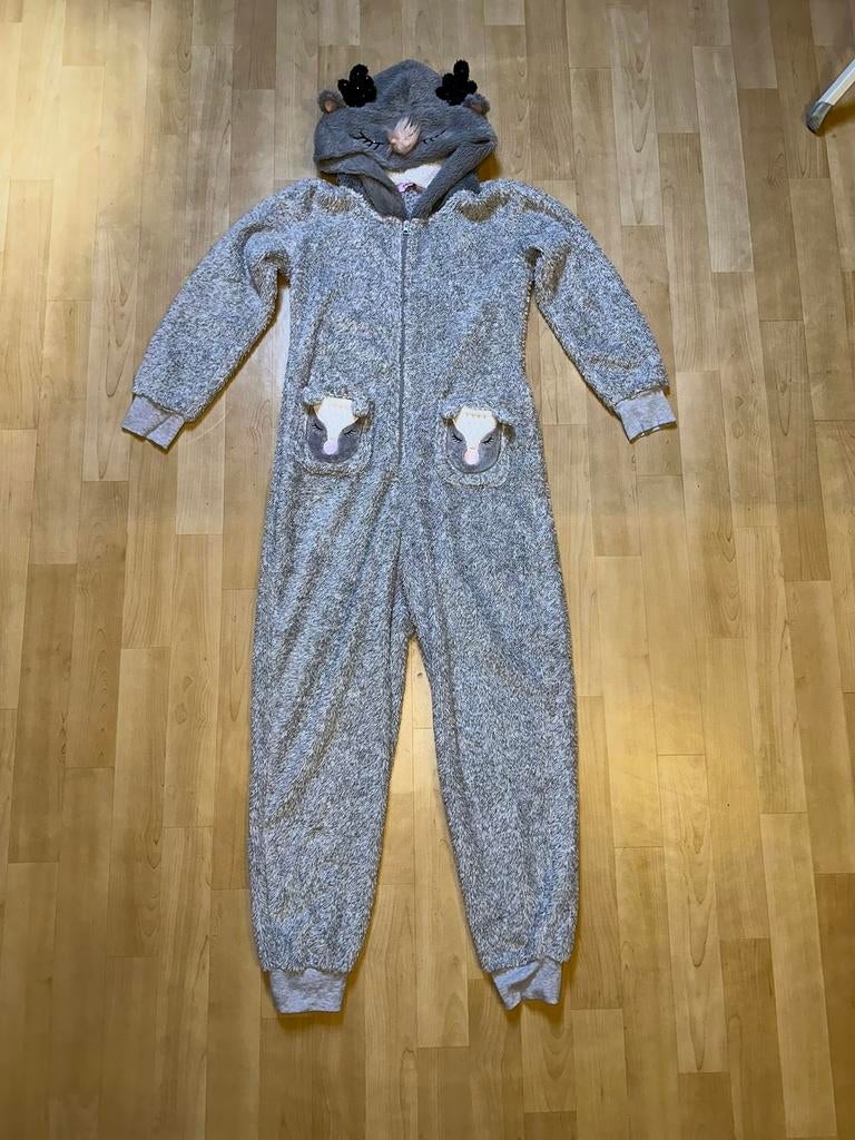 Hunkemoller fluffy onesie/huispak, Ophalen of Verzenden, Zo goed als nieuw, Maat 38/40 (M), Grijs