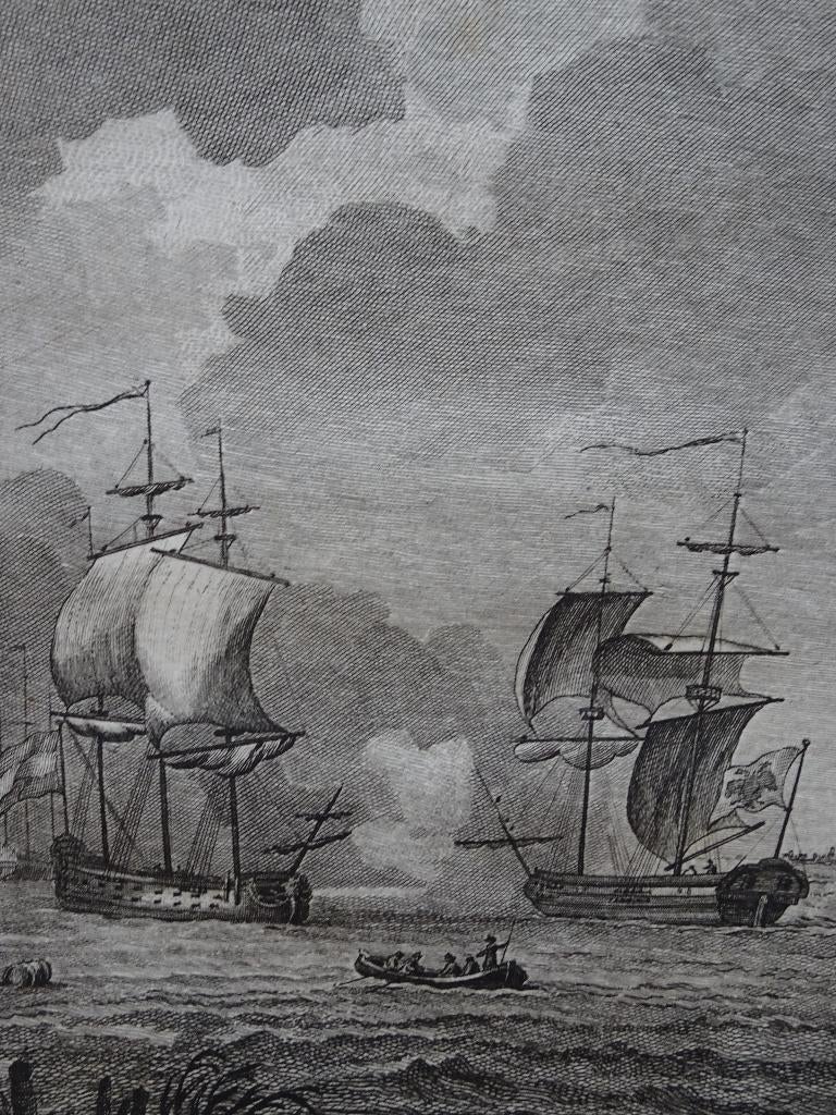 Gravure Schoenerbrik door Nederlander beschoten Schelde 1780, Antiek en Kunst, Verzenden