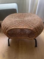 Ikea GAMLEHULT Voetenbank met bergruimte, rotan/antraciet, Ophalen, Rond, Zo goed als nieuw, 50 tot 75 cm
