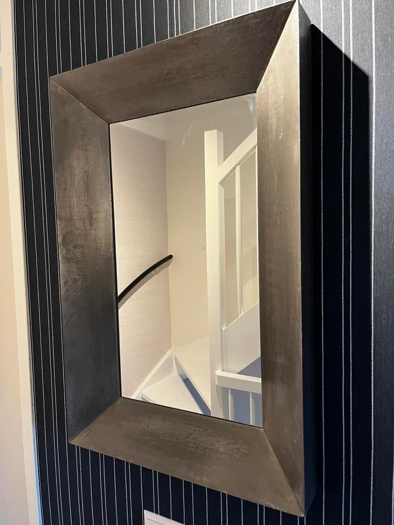 PTMD: XL spiegel met verdiepte lood-look rand: 90 x 60 cm, Huis en Inrichting, Woonaccessoires | Spiegels, Ophalen, Zo goed als nieuw