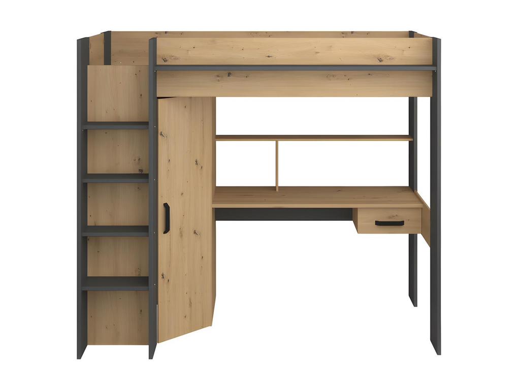 Hoogslaper met kastruimte,bureau en lade, Eenpersoons, Ophalen of Verzenden, Zo goed als nieuw, 200 cm