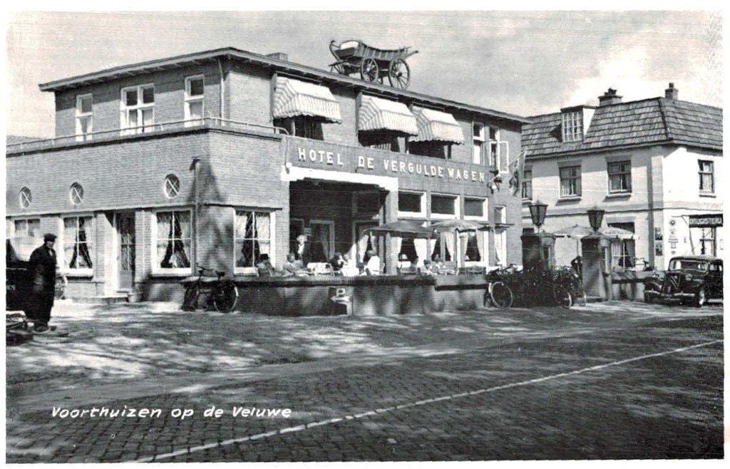 VOORTHUIZEN op de Veluwe ."  Hotel de vergulde Wagen "', Verzamelen, Ophalen of Verzenden, 1940 tot 1960, Ongelopen, Gelderland