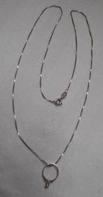 Zilveren ketting met miniatuur ring hanger nr.531, Sieraden, Tassen en Uiterlijk, Kettingen, Met hanger, Verzenden, Zo goed als nieuw