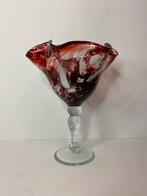 Grote handgeblazen glazen schaal op voet – 31,5 cm, Ophalen, Gebruikt, Schaal, Glas