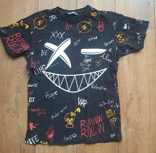 Zwart T-Shirt met All-Over Print Scamm (S), Kleding | Heren, T-shirts, Gedragen, Maat 46 (S) of kleiner, Zwart, Ophalen of Verzenden