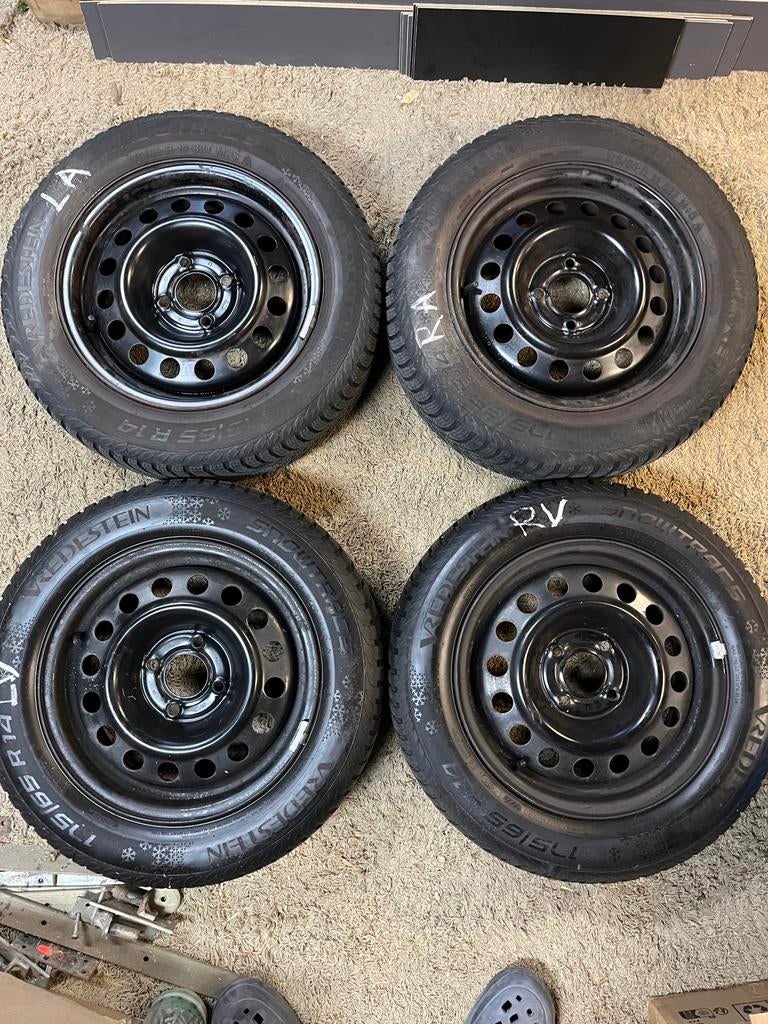 4x winterbanden op stalen velg 14” 175/65R14 4x100 steek, Auto-onderdelen, Banden en Velgen, Ophalen, 14 inch, 175 mm, Banden en Velgen