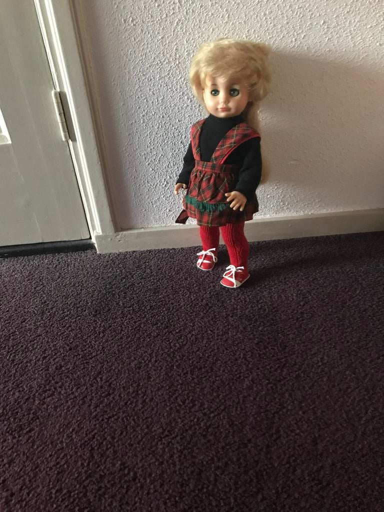 Vintage Schildpad pop met Schotse ruit outfit, Ophalen of Verzenden, Gebruikt, Overige typen