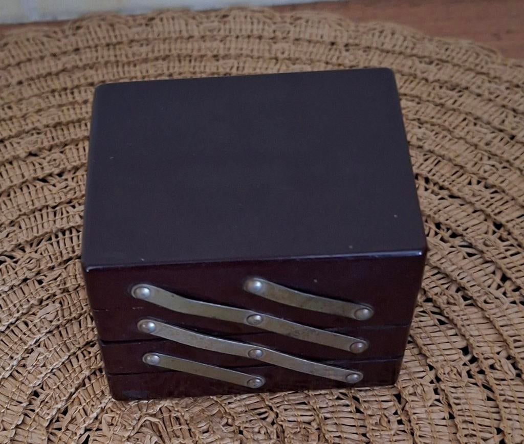 Bakeliet uitschuifbaar juwelen-naaidoosje, Ophalen of Verzenden