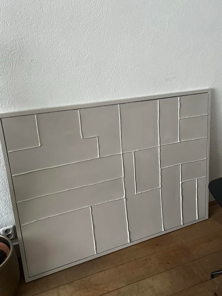 Japandi Stijl Schilderij Zand/Beige Taupe 100x140 cm, Ophalen